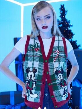 NWT Her Universe Disney Mickey Mouse & Minnie Mouse Holiday Icons Sweater Vest
